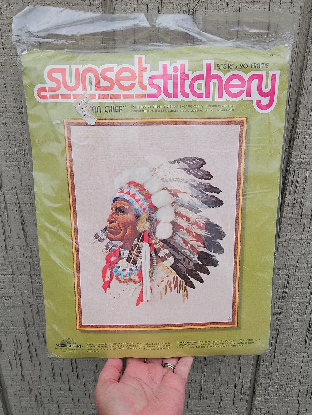 Sunset Stitchery Indian Chief Embroidery Kit 2220 - 16x20 New NWT